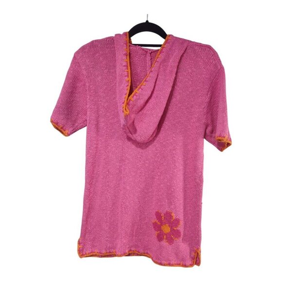 Women's Quacker Factory Pink Swim Cover Embroidered With Hood Size XS - Picture 2 of 6